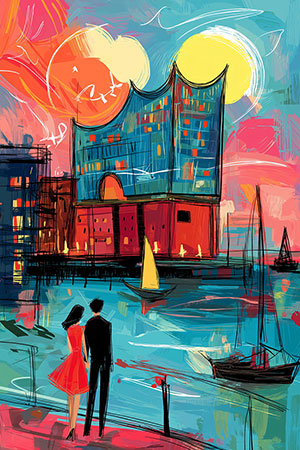 Elbphilharmonie Gemälde als Leinwandbild, als Acrylglasbild, auf Alu-Dibond oder als Poster.