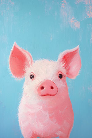Schweinchen - Kleines rosa Ferkel im Stil eines Gemäldes auf Leinwand, Acrylglas, Alu-Dibond oder als Poster