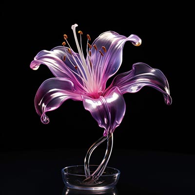 Rosa Lilie aus Glas - modernes digitales Blumengemälde Wandbild auf Leinwand oder Acrylglas