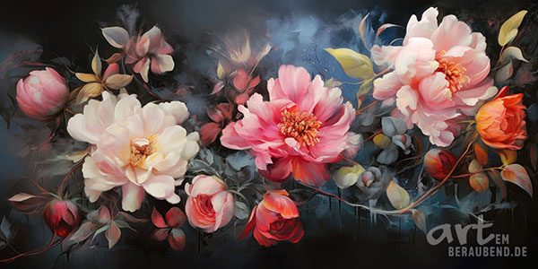 Rosenpracht - modernes digitales Blumengemälde Wandbild auf Leinwand oder Acrylglas