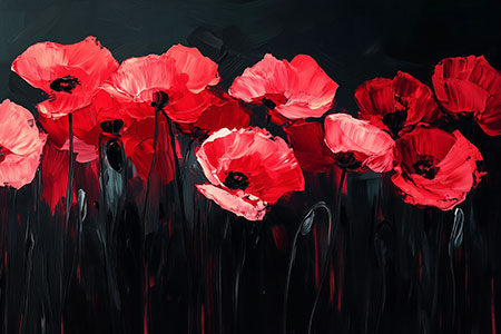 Abstrakter roter Mohn - Modernes Blumengemälde als Kunstdruck auf Leinwand, Acrylglas, Alu-Dibond oder als Poster