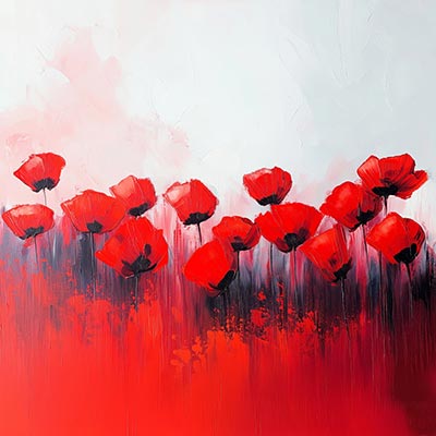 Rote Mohnblumen - Wandbild im Stil eines Gemäldes als Kunstdruck auf Leinwand, Acrylglas, Alu-Dibond oder als Poster