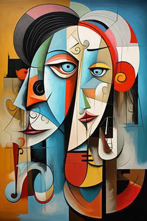 Schizophrenie - modernes digitales Gemälde Wandbild auf Leinwand oder Acrylglas