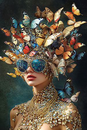 Schmetterlingsfrau - Modernes Wandbild auf Leinwand, Acrylglas, Alu-Dibond oder als Poster