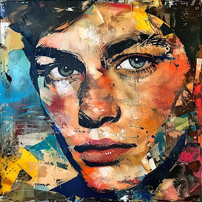 Ewige Jugend - modernes Wandbild Pop Art Gemälde eines schönen jungen Mannes auf Leinwand, Acrylglas, Alu-Dibond oder als Poster