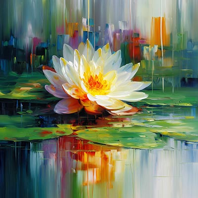 Seerosengemälde Gemälde Kunstdruck auf Leinwand, Acrylglas oder als Poster