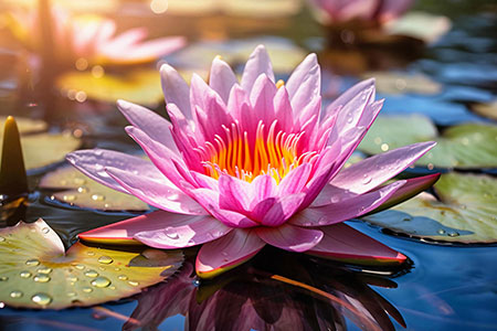 Seerose - modernes Wandbild im Aquarellstil als Kunstdruck auf Leinwand, Acrylglas, Alu-Dibond oder als Poster