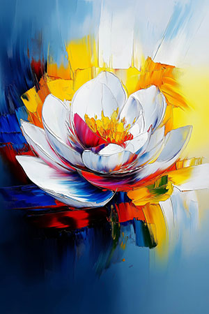 Abstrakte Seerose II - Wandbild im Stil eines Gemäldes auf Leinwand, Acrylglas, Alu-Dibond oder als Poster