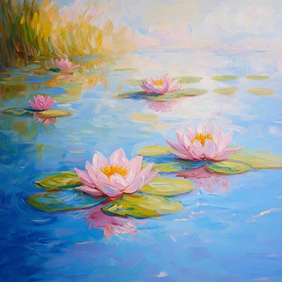 Seerosen - Modernes Gemälde als Kunstdruck auf Leinwand, Acrylglas, Alu-Dibond oder als Poster