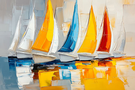 Segelregatta - Modernes Gemälde als Kunstdruck auf Leinwand, Acrylglas, Alu-Dibond oder als Poster