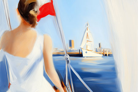 Segelausflug - Maritimes Gemälde als Kunstdruck auf Leinwand, Acrylglas, Alu-Dibond oder als Poster