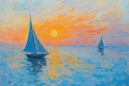 Segelboote Impressionismus - Afrika Wandbild im Stil einer Fotografie auf Leinwand, Acrylglas, Alu-Dibond oder als Poster