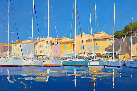 Segelboote im Jachthafen Bild auf Leinwand, Acrylglas oder als Poster