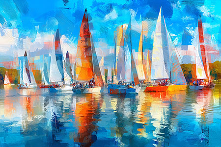 Segelboote Bild auf Leinwand, Acrylglas oder als Poster