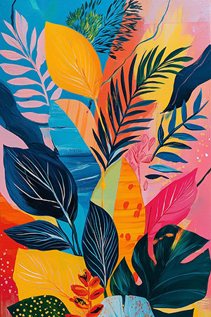 Sommerliche Pflanzen Gemälde als Bild auf Leinwand, Acrylglas oder als Poster