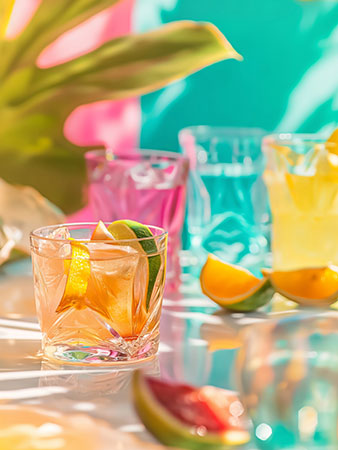 Sommerliche Drinks - Fotorealistische Illustration auf Leinwand, Acrylglas, Alu-Dibond oder als Poster