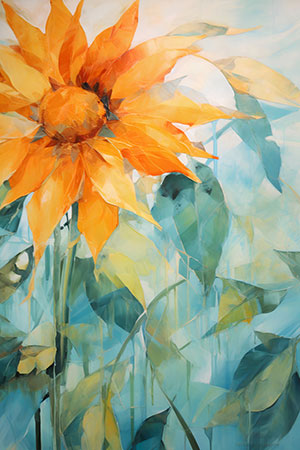 Sonnenblume - modernes digitales Blumengemälde Wandbild auf Leinwand oder Acrylglas