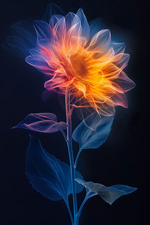 Abstrakte Sonnenblume - Moderne florale Illustration auf Leinwand, Acrylglas, Alu-Dibond oder als Poster