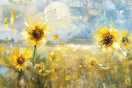 Sonnenblumen - Blumengemälde florales Motiv als Kunstdruck auf Leinwand, Acrylglas, Alu-Dibond oder als Poster