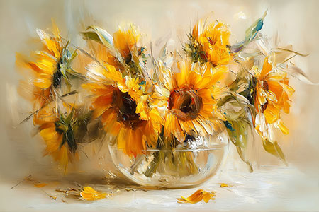 Sonnenblumen Gemälde als Bild auf Leinwand, Acrylglas oder als Poster