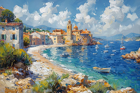 Saint-Tropez - Bild im Gemäldestil auf Leinwand, Acrylglas, Alu-Dibond oder als Poster