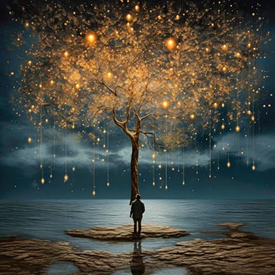 Sternenregen - modernes Wandbild im Stil eines Gemäldes als Kunstdruck auf Leinwand, Acrylglas, Alu-Dibond oder als Poster