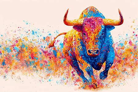 Bulle in Mosaikfarben - Modernes Gemälde als Kunstdruck auf Leinwand, Acrylglas oder als Poster