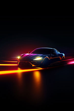 Supersportwagen - Modernes Wandbild von Menschen mit bunten Regenschirmen im Stil eines Gemäldes als Kunstdruck auf Leinwand, Acrylglas, Alu-Dibond oder als Poster