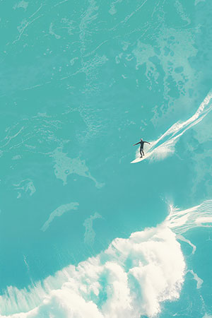 Surfer - Illustration Kunstwerk auf Leinwand, Acrylglas, Alu-Dibond oder als Poster