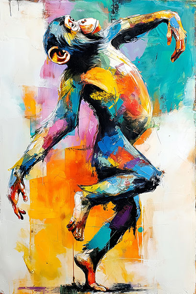Tanzender Affe Gemälde Kunstdruck auf Leinwand, Acrylglas oder als Poster