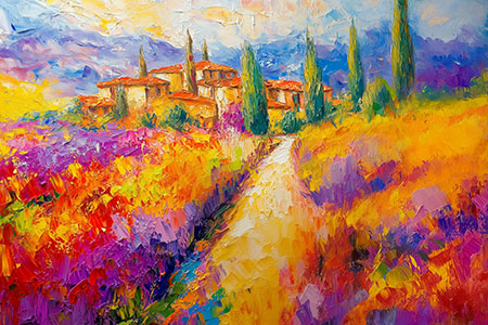 Toskana - Wandbild im Stil eines Gemäldes auf Leinwand, Acrylglas, Alu-Dibond oder als Poster