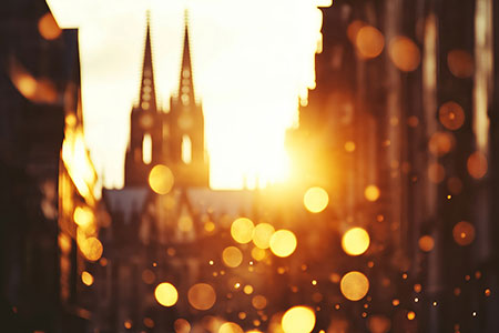 Traum von Köln - Fantasievoller Fotostil Kunstdruck auf Leinwand, Acrylglas oder als Poster