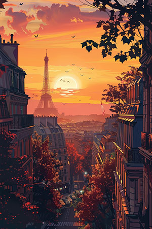 Traum von Paris - Wandbild im Stil eines Gemäldes auf Leinwand, Acrylglas, Alu-Dibond oder als Poster