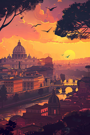 Traum von Rom - Wandbild im Stil eines Gemäldes auf Leinwand, Acrylglas, Alu-Dibond oder als Poster