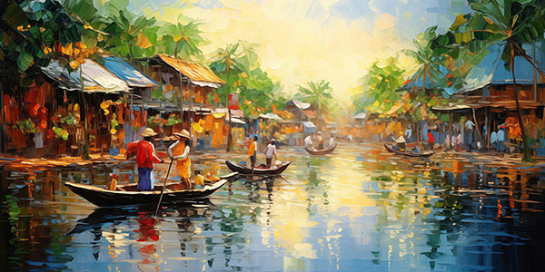 Traum von Thailand Gemälde Kunstdruck auf Leinwand, Acrylglas oder als Poster