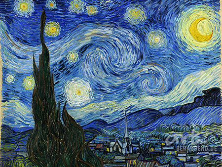 Vincent Van Gogh - Sternennacht - Landschaftsgemälde als Kunstdruck auf Leinwand, Acrylglas, Alu-Dibond oder als Poster