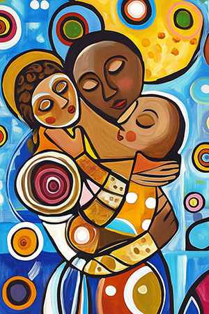 Familie - Abstraktes Gemälde als Kunstdruck auf Leinwand, Acrylglas, Alu-Dibond oder als Poster