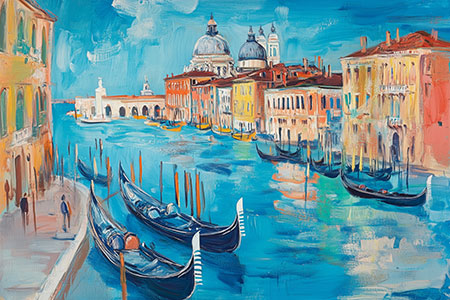 Canal Grande - Wandbild im Stil eines Gemäldes auf Leinwand, Acrylglas, Alu-Dibond oder als Poster