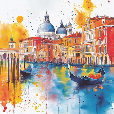Venedig Illustration - Modernes Gemälde als Kunstdruck auf Leinwand, Acrylglas, Alu-Dibond oder als Poster