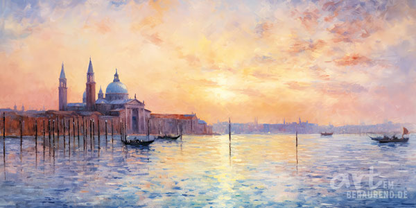 Venedig im Sonnenlicht - modernes Wandbild im Stil eines Gemäldes als Kunstdruck auf Leinwand, Acrylglas, Alu-Dibond oder als Poster