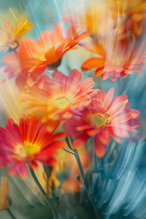 Gerberas II - Modernes florales Wandbild auf Leinwand, Acrylglas, Alu-Dibond oder als Poster