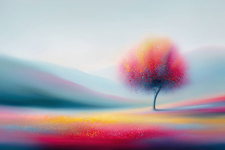 Einsamer Baum Gemälde Kunstdruck auf Leinwand, Acrylglas oder als Poster