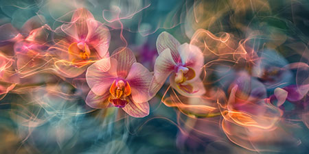 Verträumte Orchideen - Fotorealistisches Orchideenbild als Kunstdruck auf Leinwand, Acrylglas, Alu-Dibond oder als Poster