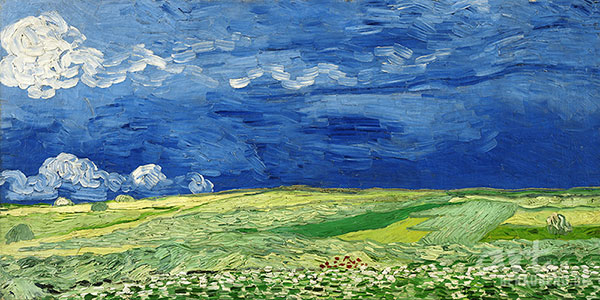Vincent Van Gogh - Weizenfeld unter Gewitterwolken - Alte Meister als Kunstdruck auf Leinwand, Acrylglas, Alu-Dibond oder als Poster