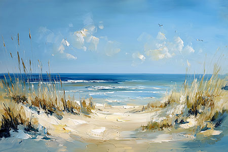 Weg zum Meer Martimer Kunstdruck auf Leinwand, Acrylglas oder als Poster