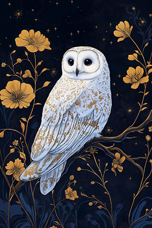Weiße Eule - Modernes Gemälde als Kunstdruck auf Leinwand, Acrylglas, Alu-Dibond oder als Poster