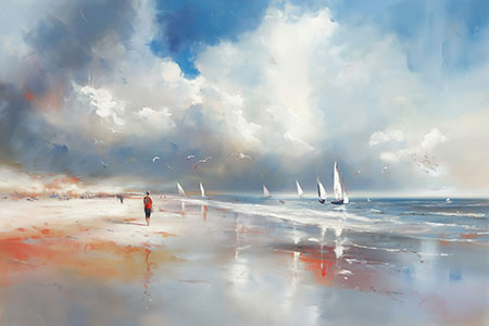 Weiter Strand - Afrika Wandbild im Stil einer Fotografie auf Leinwand, Acrylglas, Alu-Dibond oder als Poster