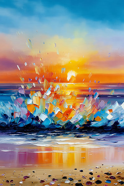 Brandung im Licht - Modernes Gemälde als Kunstdruck auf Leinwand, Acrylglas oder als Poster