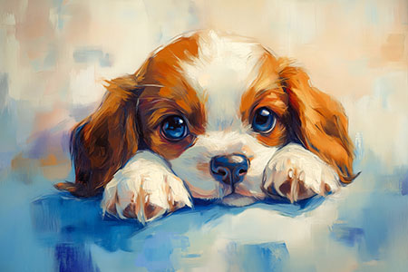 Hundewelpe - London Impression im Stil einer kreativen Fotografie auf Leinwand, Acrylglas, Alu-Dibond oder als Poster