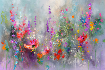 Wildblumen - modernes Gemälde auf Leinwand, Acrylglas, Alu-Dibond oder als Poster